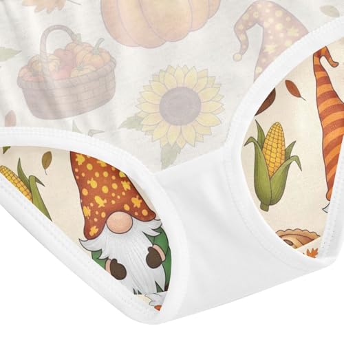Toddler Girl Panties, Thanksgiving Gnomes Cotton Girls Underwear, 2T–8 Years4