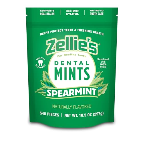 Zellie's | 100% Xylitol Spearmint Breath Mints | No Aspartame, Gluten Free, Vegan & Kosher Mints (540 Count - Pack of 1)