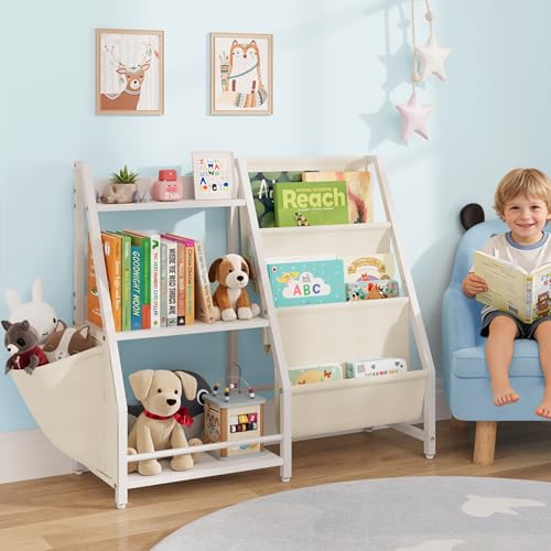 HAVLOTII Kids Bookshelf and Toy Organizer, 3 Tier Montessori...