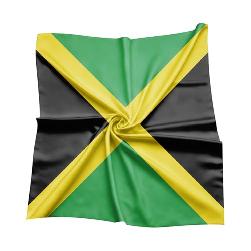 Exnzimxs 24 Jamaican Flag Satin Head Scarf for Women Like Silk Bandana for Hair Wrapping Fashion Accessory Square Hair Scarf