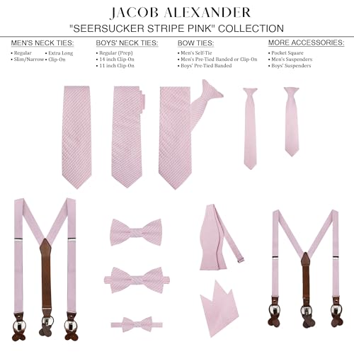 Jacob Alexander Boys' Seersucker Striped Pattern Pre-Tied Banded Bow Tie4