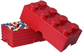 Room Copenhagen LEGO Storage Brick 8 Knobs, Stackable Storage Box, 12 l, Red