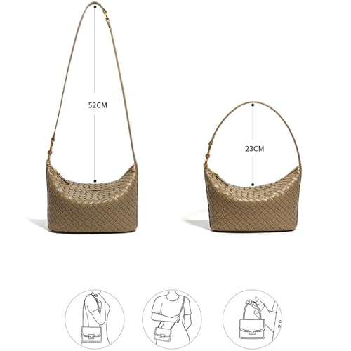 Woven Women's Handbag Lightweight Luxury Vegan Leather Top Handle Tote Bag Crossbody Bag Zip Closure2