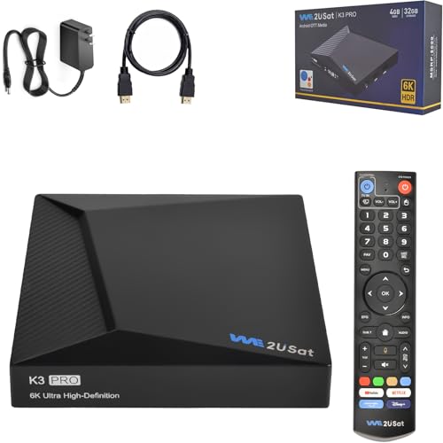 K3 PRO Streaming Box - 6K UHD 4GB RAM 32GB Storage, Android 12.0 TV Box with Voice Remote, HDMI Cable