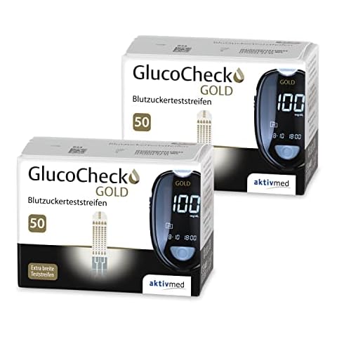 GlucoCheck GOLD - 100 Blutzuckerteststreifen zur Kontrolle des Blutzucker-Wertes - Anwendbar mit dem GlucoCheck GOLD Blutzuckermessgerät Cover