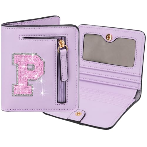 Image of Birthday Gifts for Teen Girl Kids Wallet Girl Wallets Small Initial Rfid Wallet Teen Girls Gift Preppy Stuff for Girls Purple P