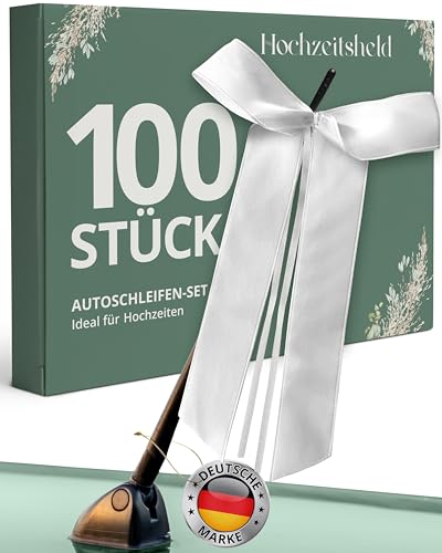 HOCHZEITSHELD Autoschleifen Hochzeit 100 Stück, Hochzeitsschmuck fürs Auto