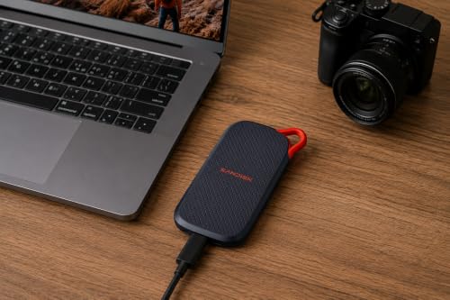 Image of Sandisk 500GB Portable SSD - speeds up to 1000 MB /s - Up to 2-Meter Drop Protection, Pocket-Sized - USB Type-C, Compatible with Laptops and Tablets- Black - SDSSDE31-500G-G25