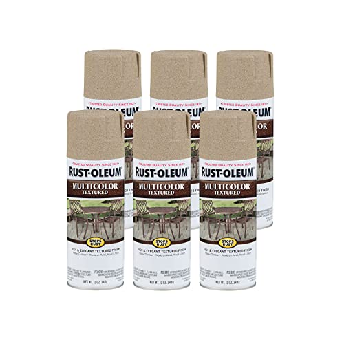 Rust-Oleum 223524-6PK Stops Rust Multi-Color Textured Spray Paint, 12 oz, Desert Bisque, 6 Pack