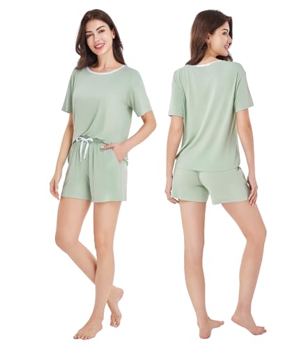 DAVID ARCHY Viscose from Bamboo Pajamas for Women Cooling Ultra Soft Short Sleeve Lightweight Comfy 2 Piece Pj Sets Sleepwear3