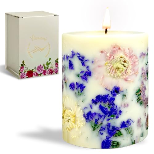 VIONAMI Botanical Scented Pillar Candle -...