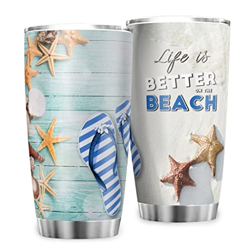 Taza térmica de acero inoxidable con diseño de estrella de mar de 20 onzas, de doble pared, aislada al vacío, taza de… - Imagen 3