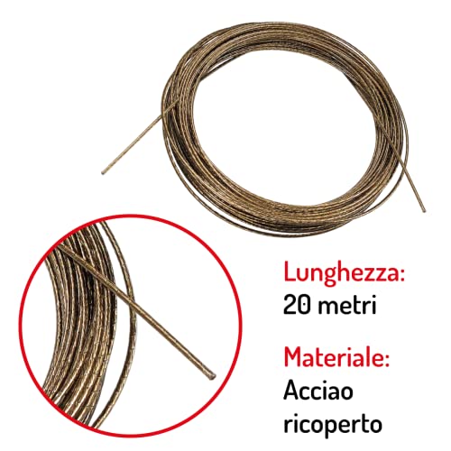 Cantini 20M Plastic Coated Clothesline Cable for Outdoor Use Bronze, Linen, 20 Metri - Image 2