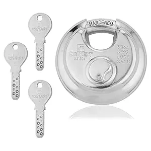 Crust Disc Pad Lock - 3 Keys (Large) 90MM Silver
