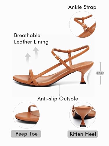 Image of Coutgo Womens Strappy Heeled Sandals Kitten Low Heel Open Toe Ankle Strap Party Wedding Dress Shoes