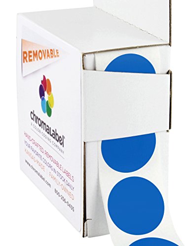 ChromaLabel 1 Inch Round Removable Color-Code Dot Stickers, 1000 per Dispenser Box, Dark Blue