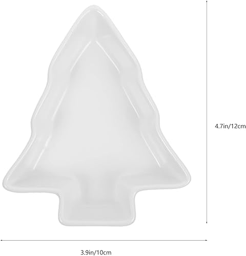 Miniatura 6 de UPKOCH 2 platos en forma de árbol de Navidad, bandeja de cerámica para aperitivos, nueces de caramelo, platos para servir aperitivos para fiestas de