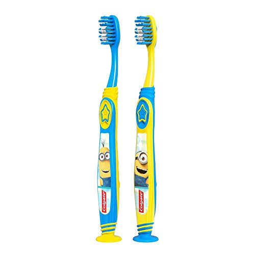Colgate Kids , Minions, Extra Soft Toothbrush With Suction Cup, 2 Pack #TOP2