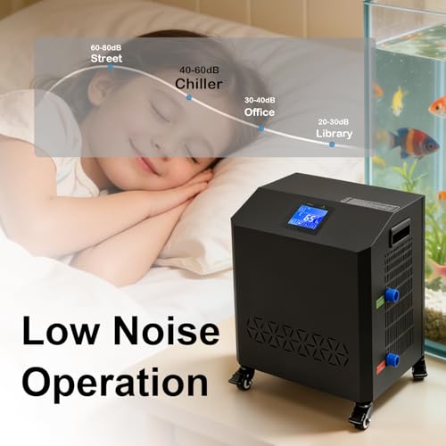 Image of Aquarium Chiller,LED Display Fish Tank Chiller, 1 HP Active Aqua Chiller for Axolotl, Water Chiller with Pump, Nozzles and Hoops Ideal for Coral Reef Shrimp (264 Gallon)