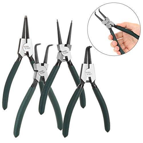 4 Piece 7 Inch Internal/External Snap Ring Pliers Set Heavy Duty Circlip Pliers Kit Straight/Bent Jaw Pliers For Ring Remover Retaining And Remove Hoses #TOP4