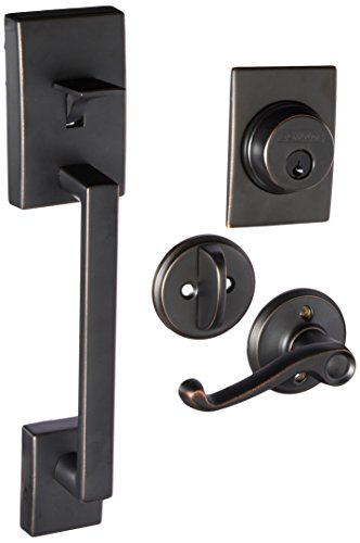 Schlage F60CEN716FLA(LH) F60 Century Active Door Handle Set with Flair Left Hand Interior, Aged Bronze