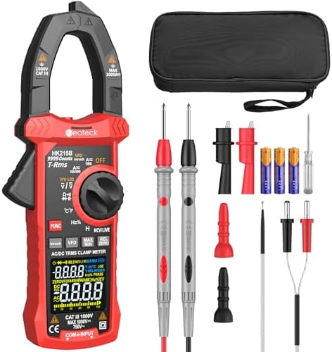 Neoteck Clamp Meter Amp Meter 9999 Counts with Inrush VFD LOZ 1000A TRMS Amp Clamp Multimeter for AC/DC Current&Voltage Resistance Capacitance Frequency Continuity Diode NCV Temperature for Electrical