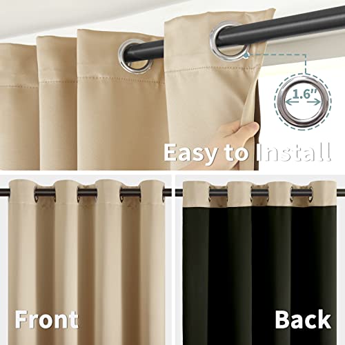 Bgment Thermal Insulated 100% Blackout Curtains For Bedroom With Black Liner, Double Layer Full Room Darkening Noise Reducing Grommet Curtain (42 X 63 Inch, Beige, 2 Panels) #TOP5
