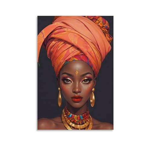 Portrait femme africaine décoration murale peinture sur toile de salon