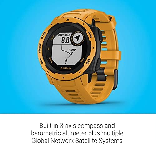 Garmin Instinct Rugged Outdoor Smartwatch, Built-in Sports Apps and Health Monitoring, Sunburst Yellow (Renewed)