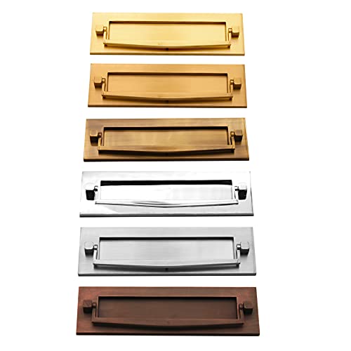 Entrée de boîte aux lettres traditionnelle victorienne en laiton massif avec heurtoir de porte Bronze vieilli 25,4 x 7,6 cm