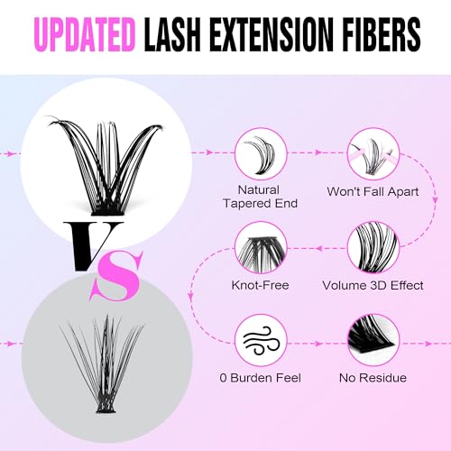 Image of Pawotence Lash Clusters 280pcs Individual Lashes Cluster Eyelash Extensions 50D 9-16mm Mix Eyelash Clusters Lash Extension for Self Application at Home (50D, 0.07D, 9-16mm)