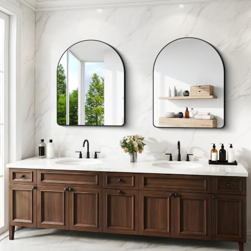 Image of BONEWEI Arched Wall Mirror,40x48 inch Black Arched Mirror Bathroom,Large Vanity Mirror for Over Sink Metal Frame,Tempered Glass Arch Mirrors for Bedroom,Entryway,Living Room,Home Decor Shatter-Proof