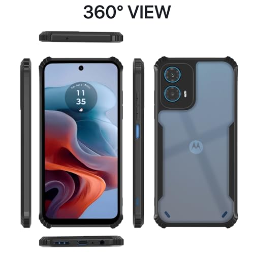 Image of Outlouders Back Cover for Motorola Moto G34 / G45 5G| Ultra Hybrid Transparent | Full Camera Protection | Raised Edge | Crystal Clear Bumper Case(Black)