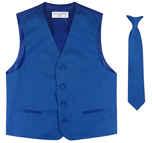Image of Vesuvio Napoli BOY'S Dress Vest & NeckTie Solid PINK Color Neck Tie Set