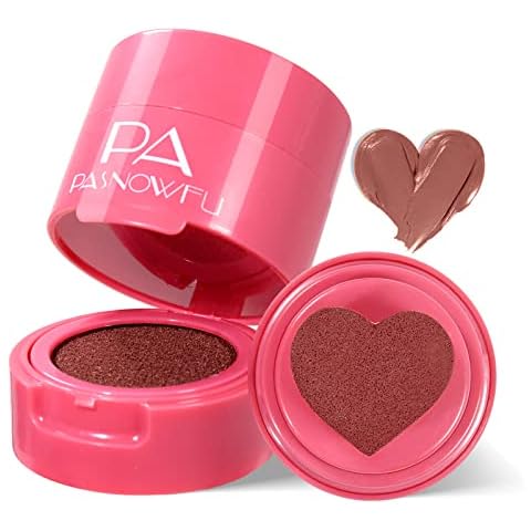 PASNOWFU Liquid Blush for Cheek, Stamp Blush with a Heart-Shaped Applicator, Natural Long-Lasting Blush, Buildable & Blendable Face Blusher, Lightweight Breathable Makeup Gift for Women, Reddish Brown Cover