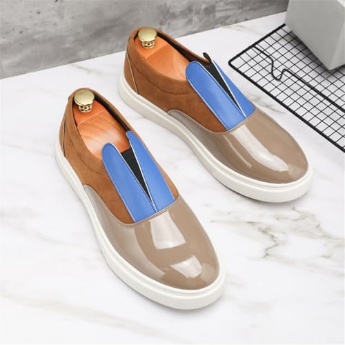 Men's Classic Patent Leather Slip On Sneakers Low Top with Soft Breathable Insole Lightweight Casual Comfortable Walking Dress Shoes for Business Party Wedding Office Daily Work3