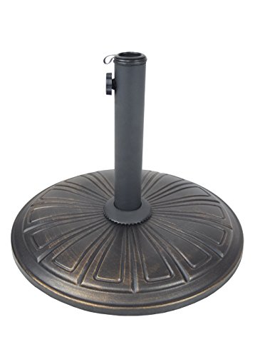 Image of Oakland Living Round 28 lb Concrete Patio Umbrella Stand, Antique Black and Bronze, 4232-US28-AB