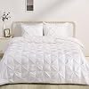 Amazon Basics King Size Soft, Lightweight Comforter Sets, All-Season Down-Alternative 3-Piece Bedding Set, Pinch Pleat Design, Bright White