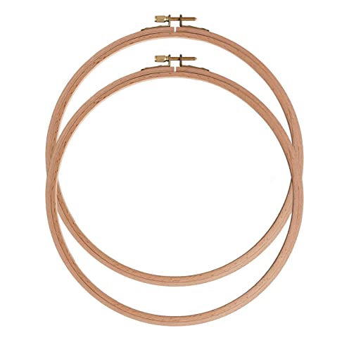 Image of Ebherys Embroidery Hoops 2 PCS a Set of 8Inches, Beech Wood Round Hand Embroidery Hoops, Cross Stitch Hoops (8Inch(no Cloth))