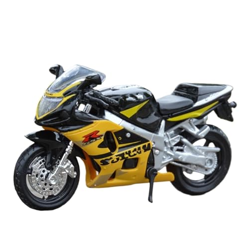 Suzuki GSX-R600 miniature jaune 1:18, l'accessoire idéal pour décorer un bureau de passionné de moto