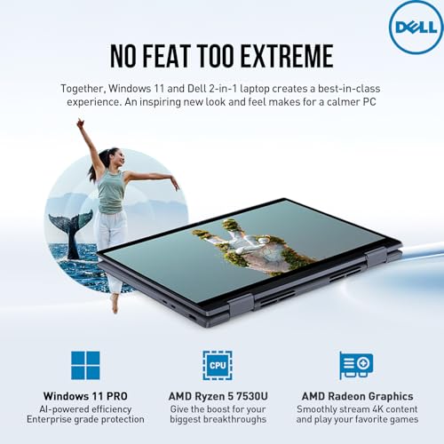 Dell Inspiron 14 2 In 1 Touchscreen Laptop, 14 Inch Fhd+ Touch Screen Convertible, Amd Ryzen 5, 8Gb Ram 1Tb Ssd, Windows 11 Pro, Lifetime Microsoft Office, Backlit Keyboard thumb #1