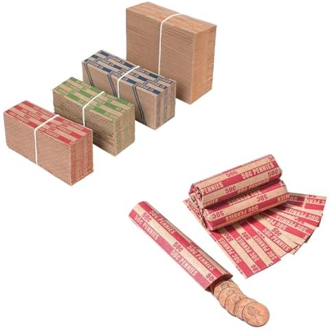 Coin Wrappers Assorted 500PCS + Penny Coin Wrappers 100PCS Cover