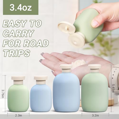 ASEVAT 3.4oz Travel Bottle with Flip Cap, Leak Proof Squeeze Bottles, Refillable Plastic Travel Containers for Creams, Lotion, Foundation, Shampoo, Conditioner2