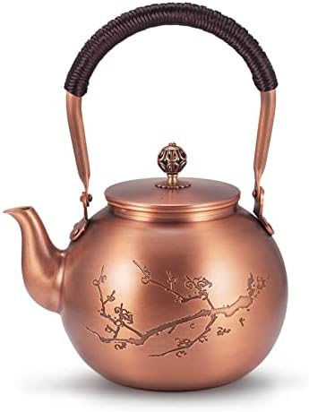 Handmade Solid Copper Tea Pot Kettle Stovetop Teapot Thick Engraved Copper Tea Pot Kettle Stovetop Teapot Whistling Tea Kettle for Gas Stove Tops Pure Copper Kettle 801