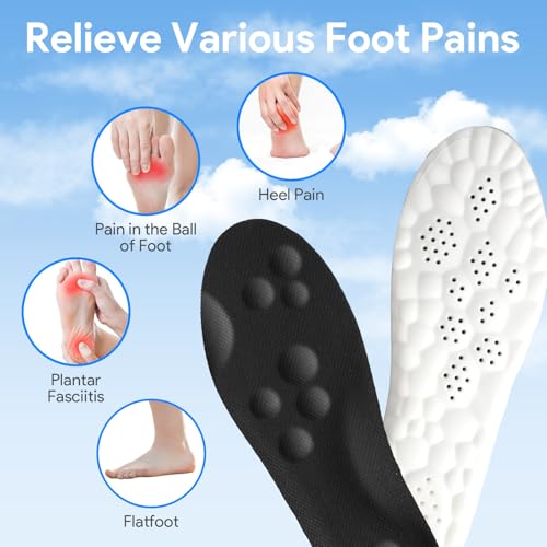 Image of Cloudsole Orthopedic Insoles for Men and Women - U-Shape Memory Foam for Plantar Fasciitis, Foot & Joint Support, Anti Fatigue and Shock Absorption (Black 7-8)