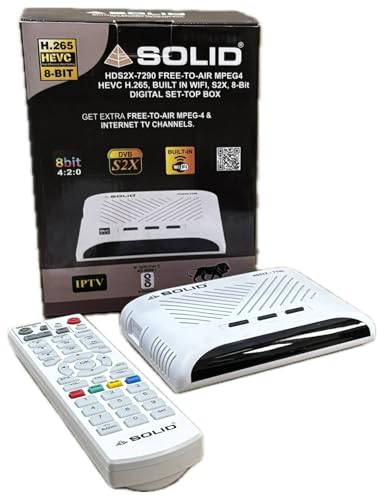 Image of Presents Solid HDS2X-369 PRO S2X, HEVC 8bits H.265 Free-to-Air Set-Top Box with Inbuilt WiFi for Watch YouTube and 25 Online Tv Channels Multi Language