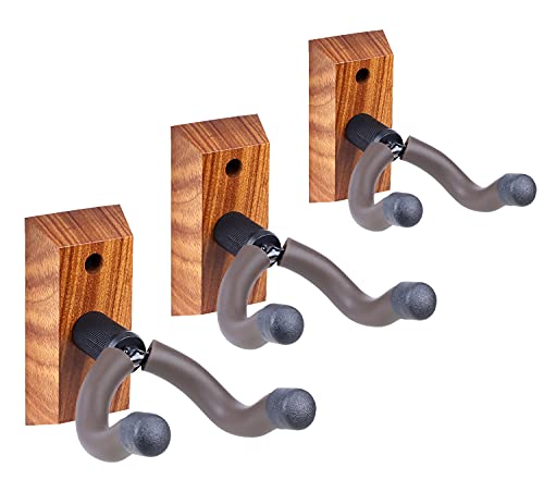 Lot de 3 crochets muraux en noyer noir pour guitare acoustique, électrique, basse (crochet en bois zèbre) - Les Beatles, Paul McCartney, John Lennon, RIngo Starr, George Harrison Lot de 3 crochets muraux en noyer noir pour guitare acoustique, électrique, basse (crochet en bois zèbre)