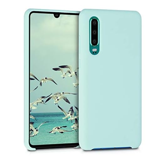 kwmobile TPU silikonfodral kompatibelt med Huawei P30 – fodral smalt telefonfodral med mjuk finish – mintmatt