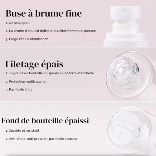 Phomanttonary 3 Pièces Flacons et vaporisateurs vides, Flacon pulvérisateur de voyage vide en plastique transparent, Flacon Spray Réutilisables à brume fine pour coiffure, Parfums, nettoyage (60ml) – vue 3