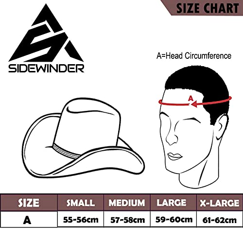 Image of Sidewinder Australian Cowboy Leather hat Steampunk Unisex Adult for Men and Women Shapeable Outback Western Style Wide Brim